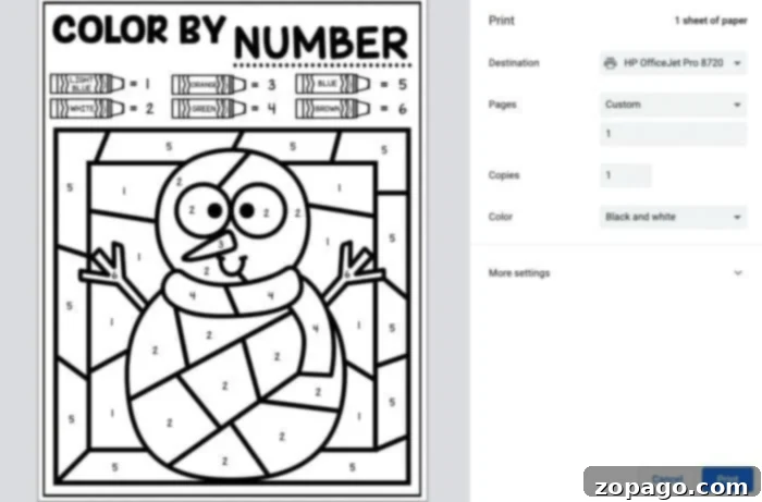 Cozy Winter Color by Number Activities 4 Guide on how to print specific pages from PDF printables at home