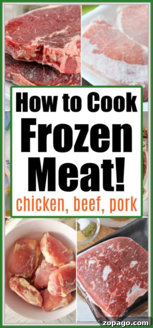 Tenderizing Frozen Meat 3 Various cooking appliances, including an Instant Pot and an air fryer, set up in a kitchen, symbolizing the diverse methods for cooking frozen meat.