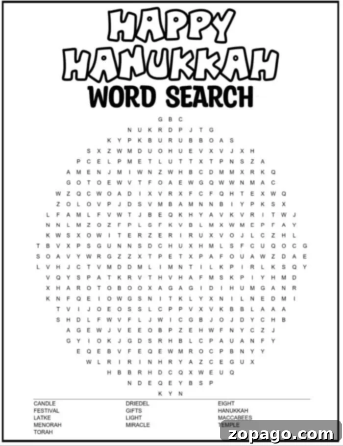 Free Printable Hanukkah Coloring Pages 6 Hanukkah word search puzzle with holiday words