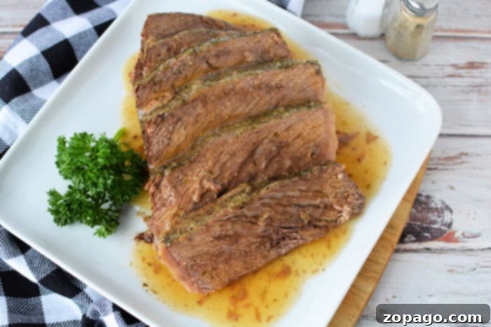 How to Cook a Frozen Roast in the Oven - close-up of a tender roast.