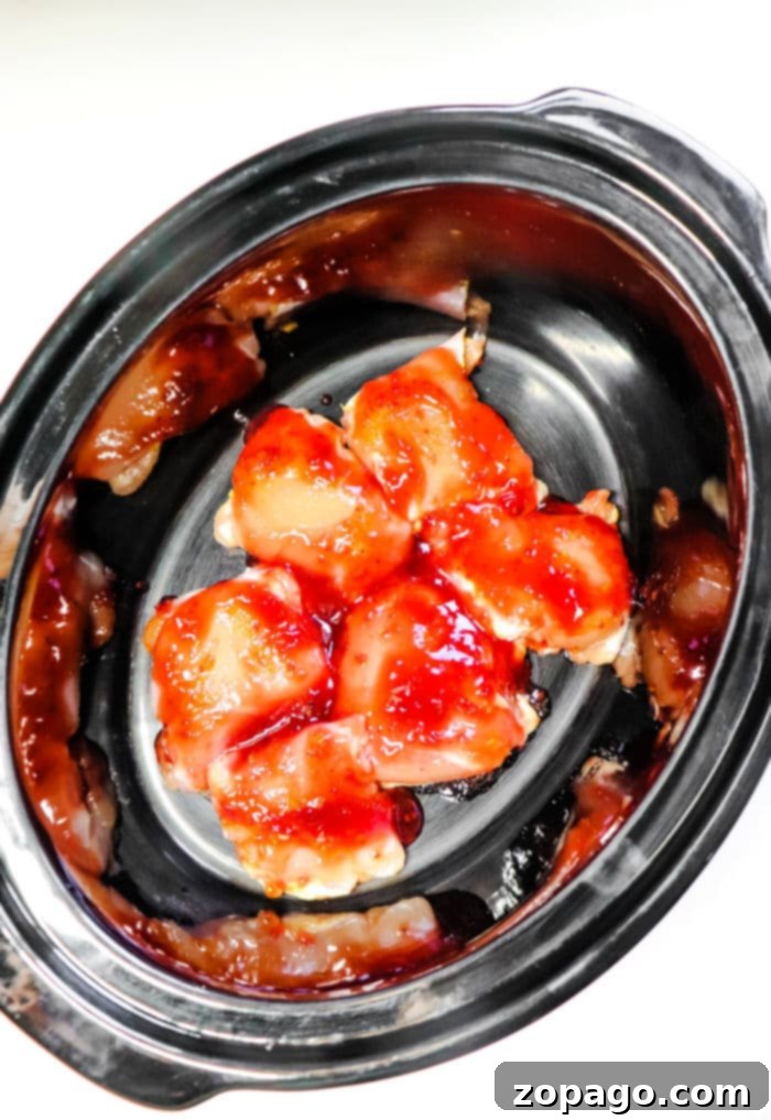 Melt-In-Your-Mouth Slow Cooker BBQ Chicken Thighs 6 Slow Cooker BBQ Chicken served with rice, a simple and satisfying meal