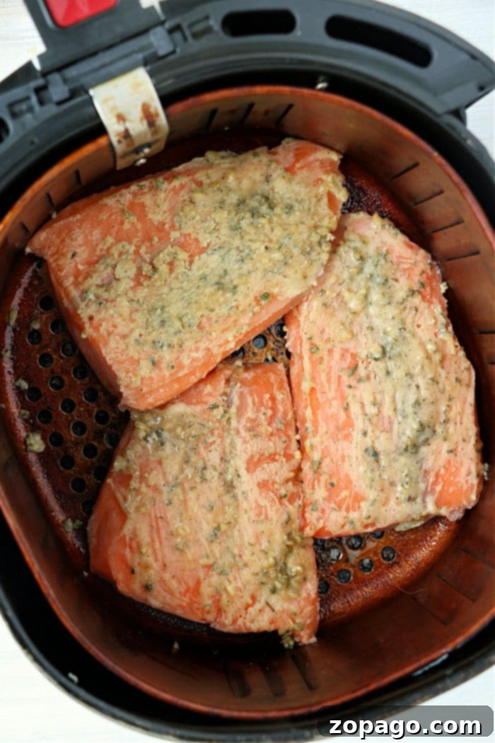 Frozen Salmon Cooking in Air Fryer