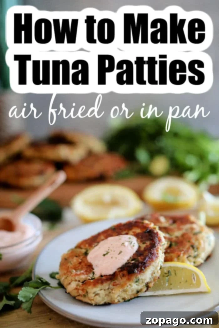 Crispy Air Fryer Tuna Patties 10 A close-up of a beautifully cooked tuna patty, showcasing its crispy exterior and tender interior.