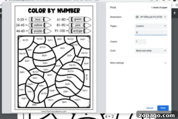 Free Printable Easter Color by Number Pages 4 Instructions for printing free color by number Easter pages