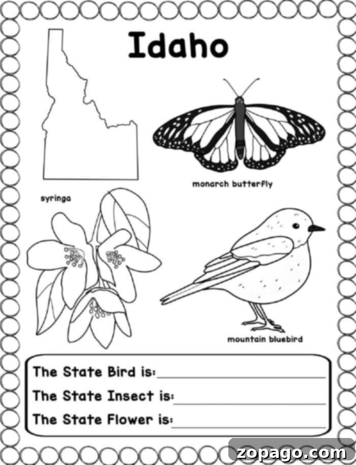 Free Printable US States Worksheets 4 Learning About Idaho