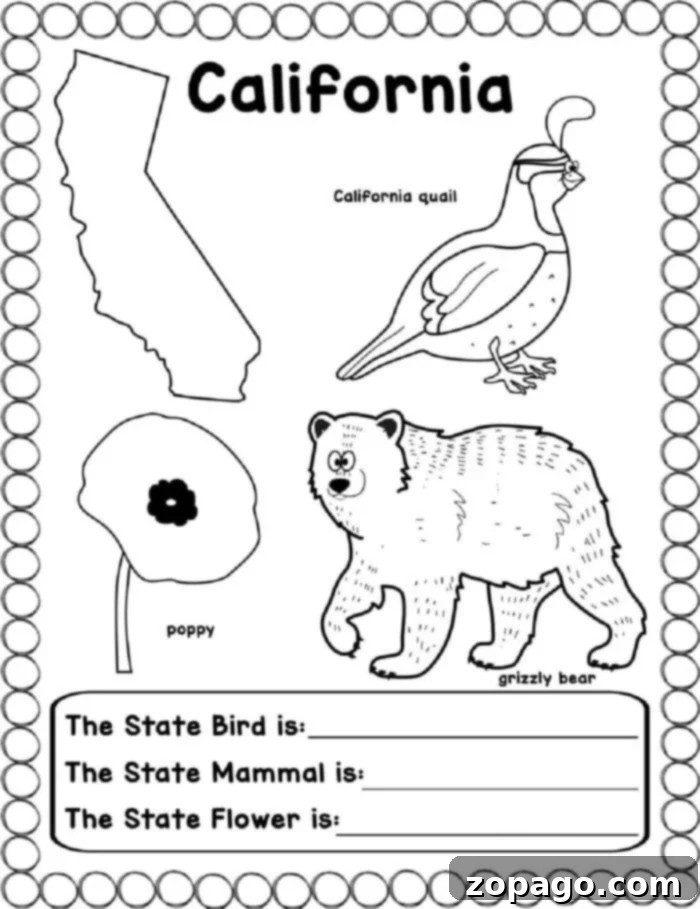 Free Printable US States Worksheets 7 State of California Worksheet