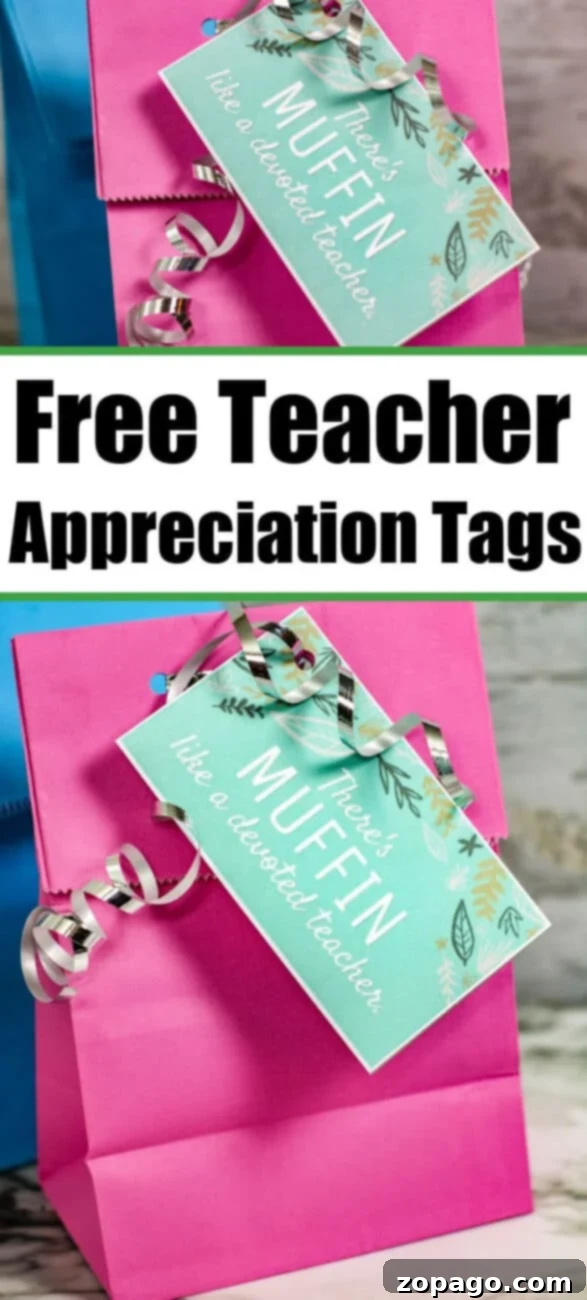 DIY Thank You Tags for Teachers 6 free teacher appreciation tags