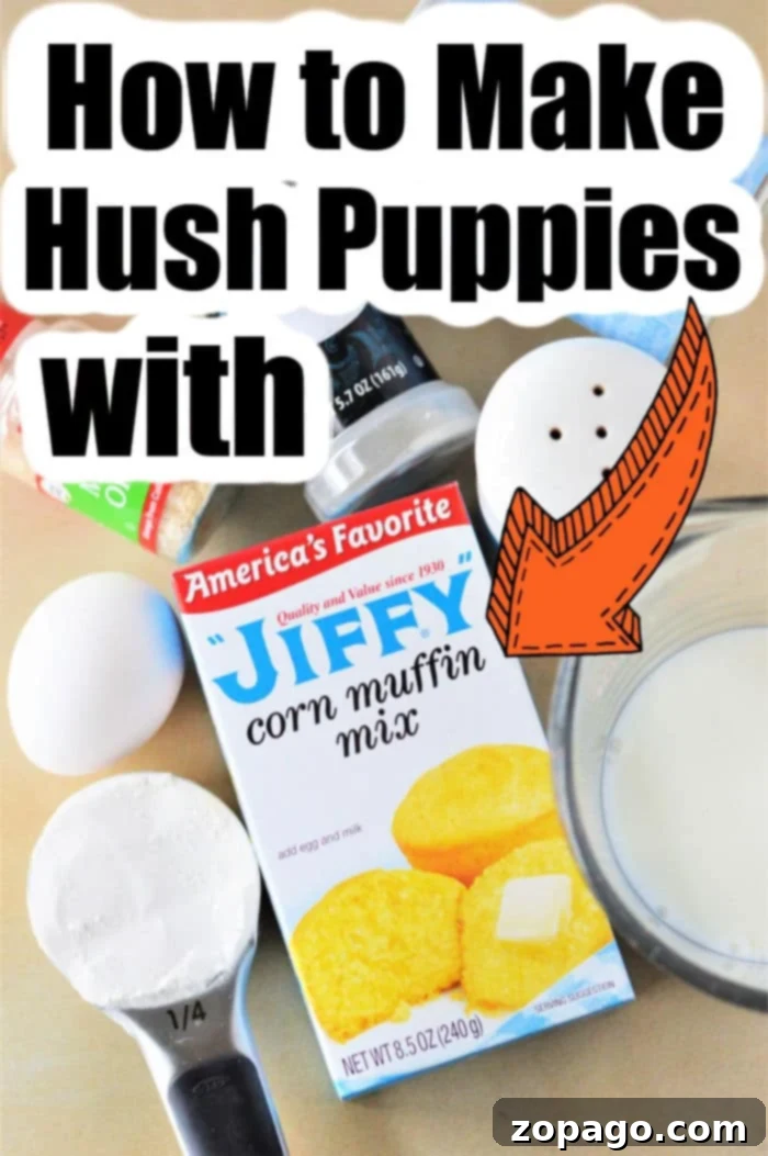 The Easiest Hush Puppies with Jiffy Mix 3 jiffy hush puppies batter ready for frying