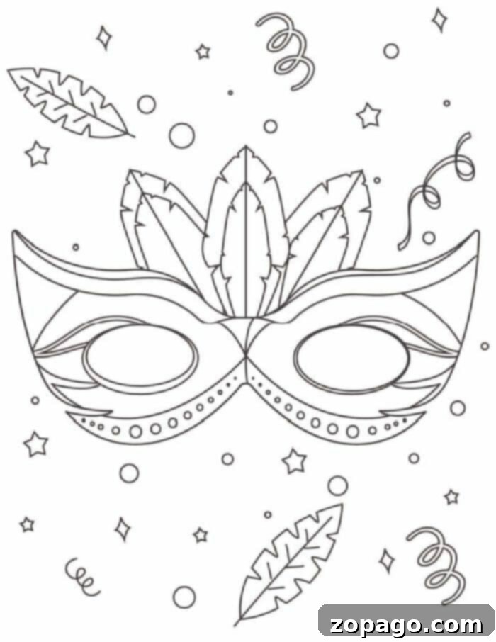 Free Mardi Gras Coloring Fun 7 Free Mardi Gras Printables showcasing various designs