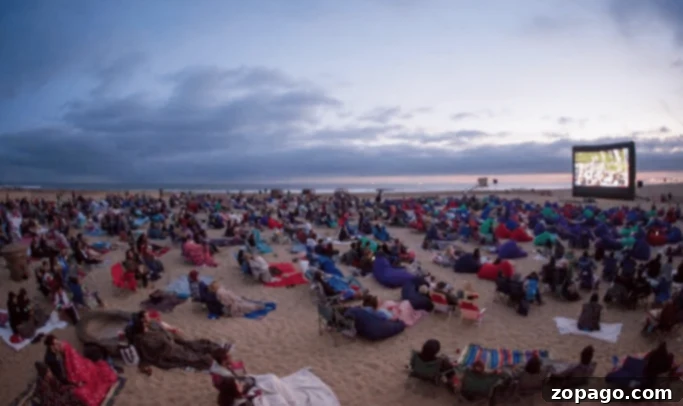 Over 100 Fun Things to Do with Kids in Southern California 6 Family enjoying Huntington Beach beachfront cinema, a fun Orange County activity for kids