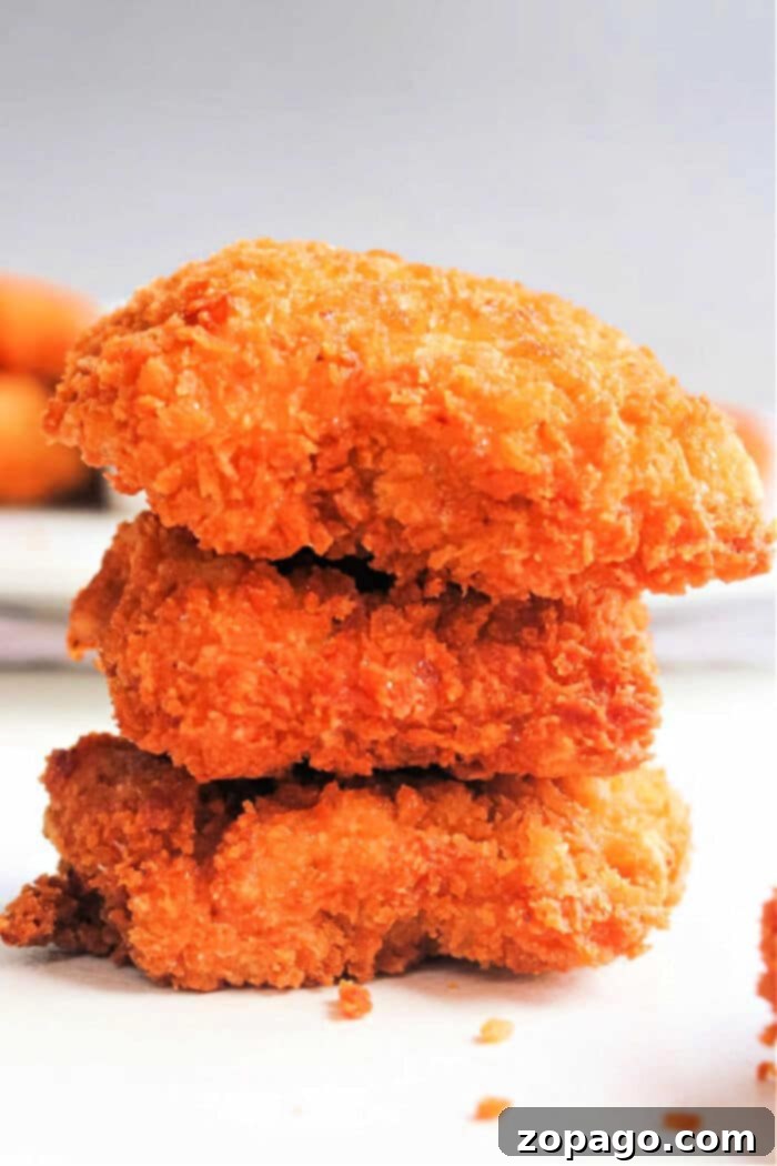 Homemade Ground Chicken Nuggets 2 Crispy homemade chicken nuggets made from ground chicken, baked to perfection.