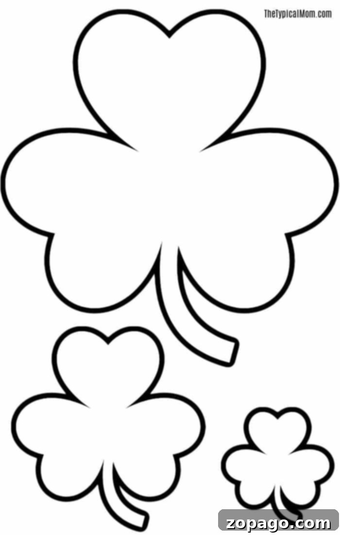 Shamrock Coloring Fun Free Printables 4 Large shamrock printable outline for St. Patrick's Day crafts and coloring