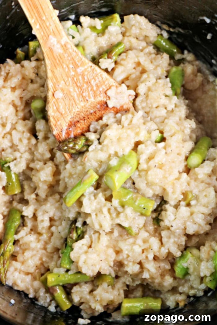 Slow Cooker Risotto Perfection 2 Slow Cooker Risotto with creamy texture and vibrant asparagus