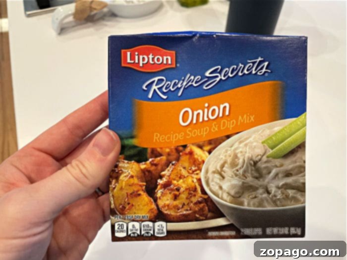Lipton Onion Soup Meatloaf 3 The star ingredient: a packet of Lipton Onion Soup Mix for meatloaf.