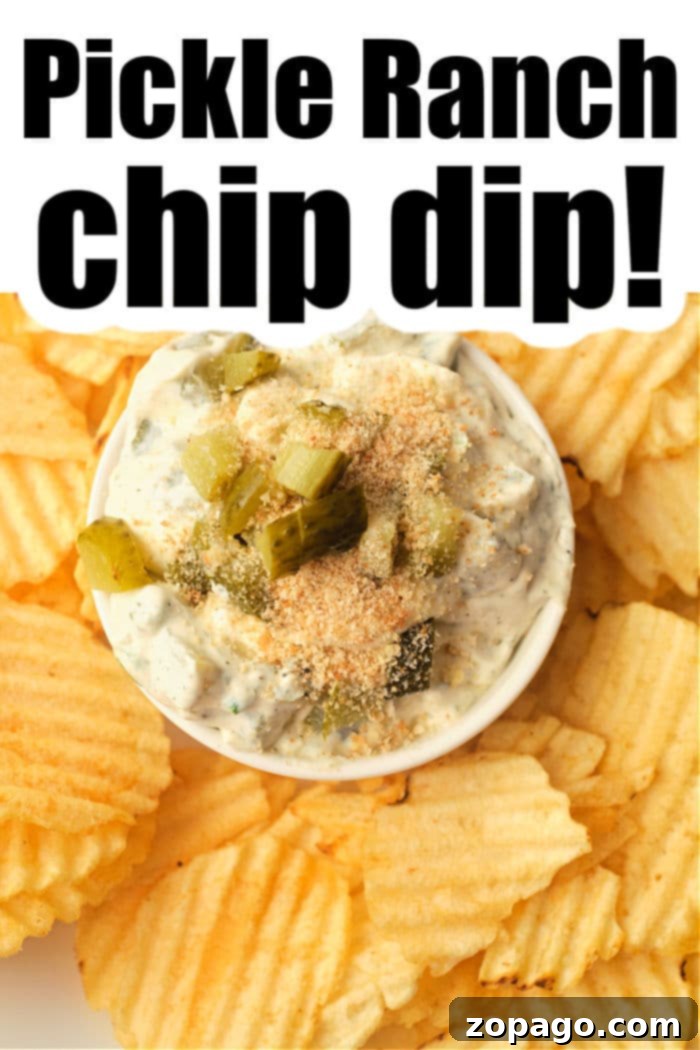 Tangy Fried Pickle Ranch Dip 7 Fried Pickle and Ranch Dip garnished with fresh dill