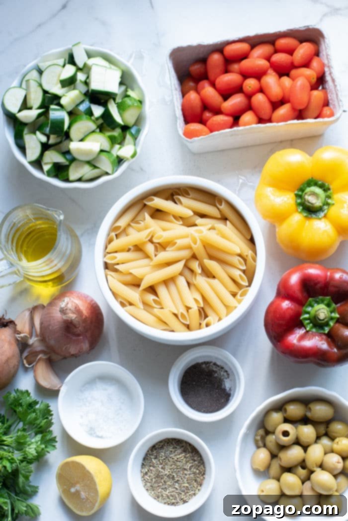 Colorful Garden Pasta Salad 3 mediterranean Vegetable Pasta Salad
