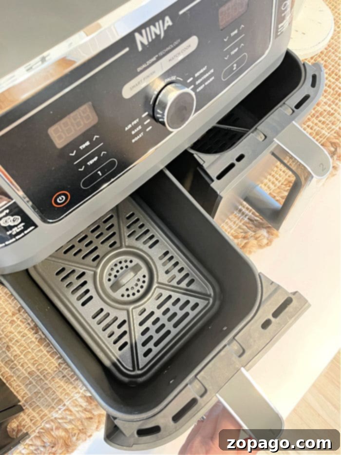 Delicious Ninja Foodi Pork Creations 6 Ninja Foodi Dual Air Fryer review showcasing its two independent cooking zones.