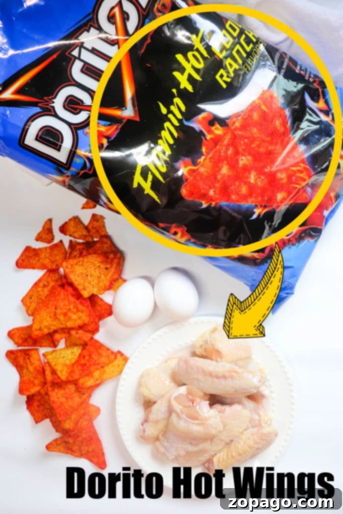 Crispy Doritos Chicken Wings 4 A bag of Ranch Dipped Hot Wings Doritos, ready to be crushed for breading.
