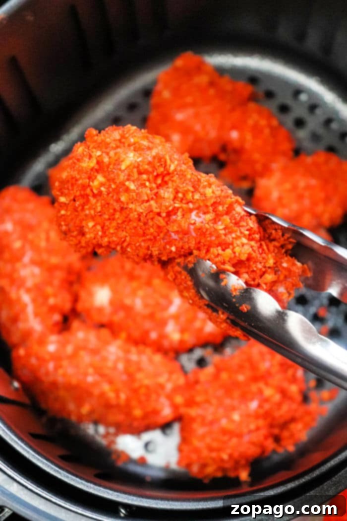 Crispy Doritos Chicken Wings 7 A close-up of a plate with a pile of finished Doritos Ranch Dipped Hot Wings, perfectly crispy and golden brown.